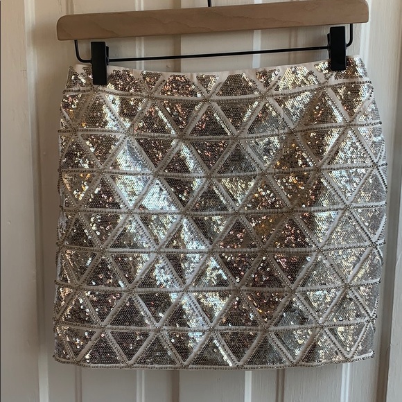 H&M Silver Sequined Skirt size 4 - Picture 6 of 8